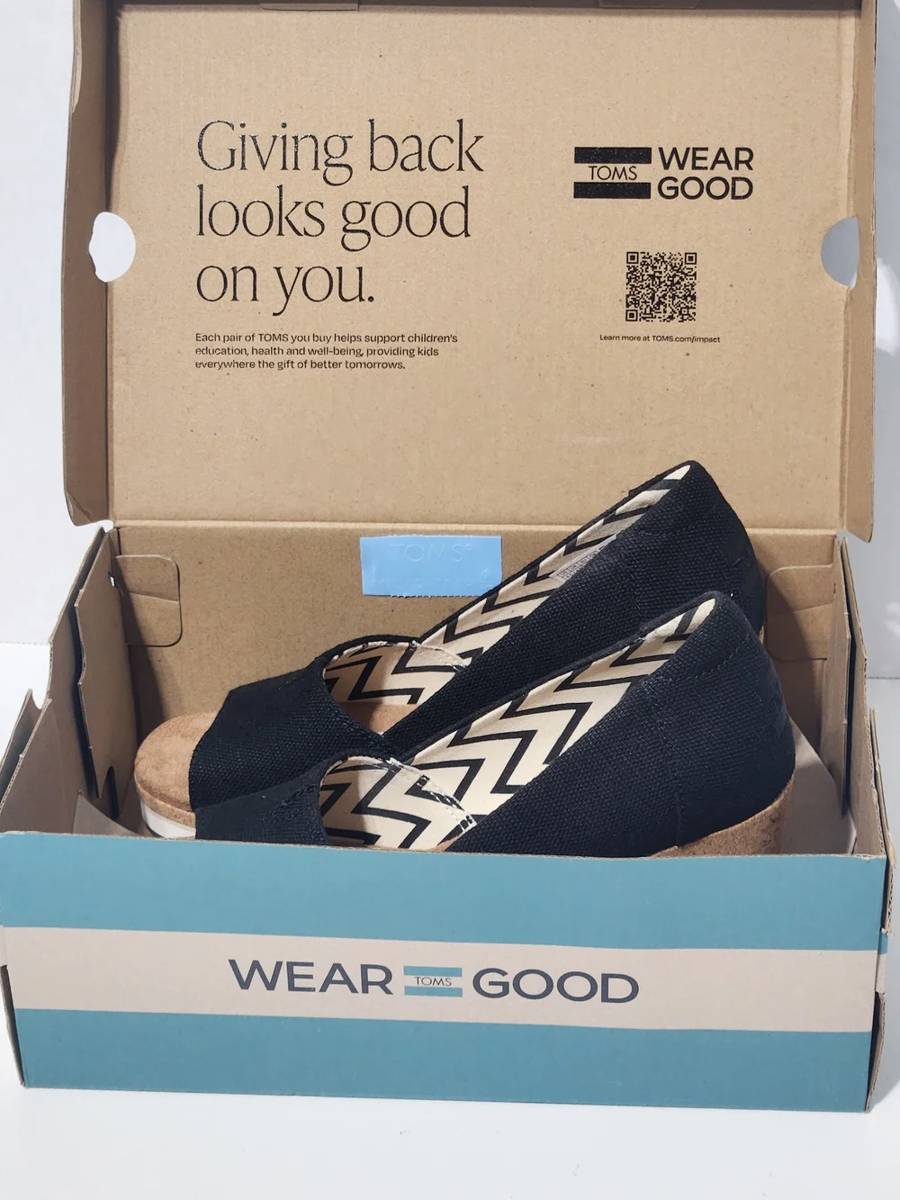 Toms Black Open-Toe Cork Wedge Espadrille Pumps